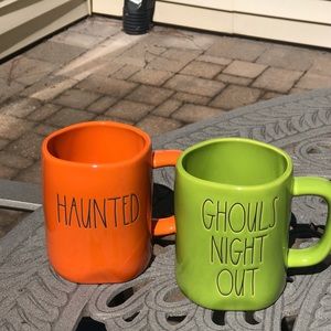 Rae Dunn Set of 2 Halloween Mugs HAUNTED & GHOULS NIGHT OUT